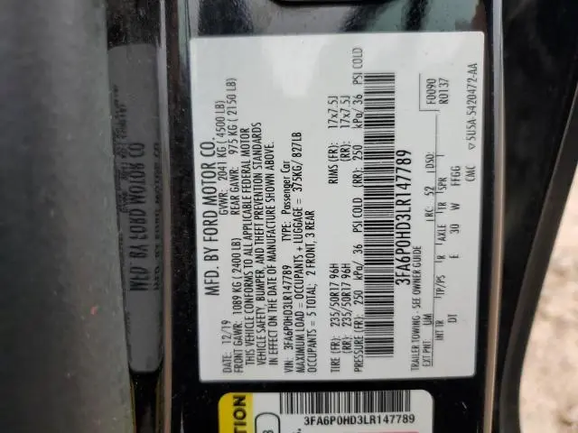 2020 FORD FUSION SE  