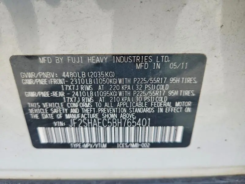 2011 SUBARU FORESTER LIMITED  