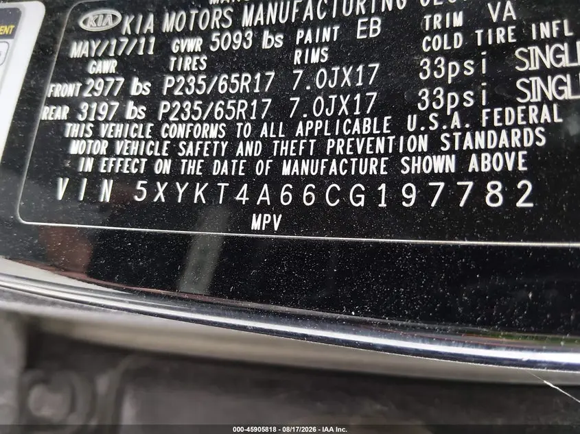 2012 KIA SORENTO LX