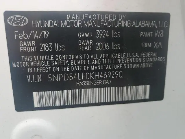 2019 HYUNDAI ELANTRA SEL  