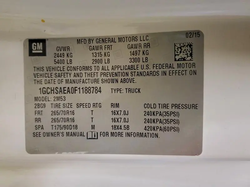 2015 CHEVROLET COLORADO   