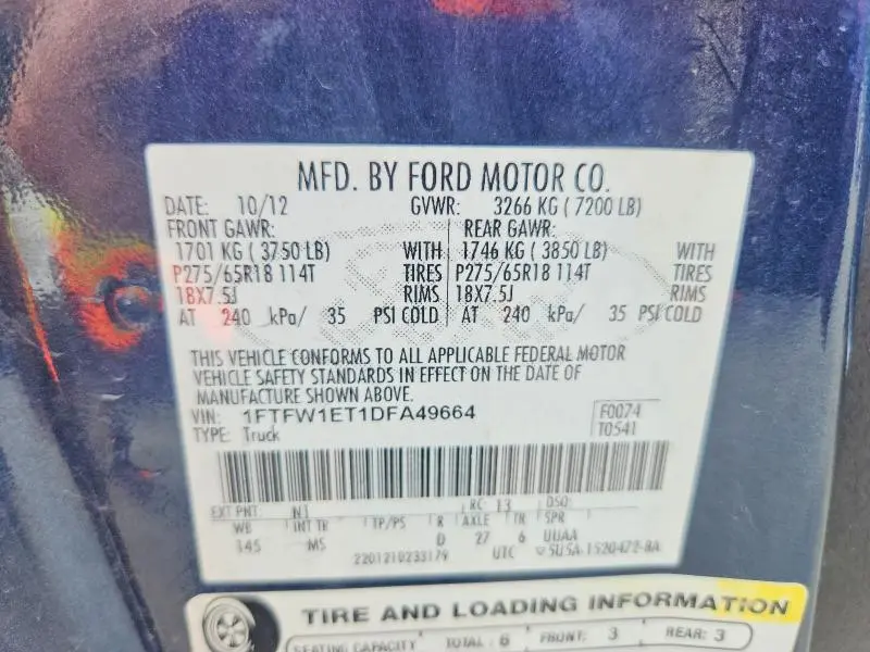 2013 FORD F150 SUPERCREW  