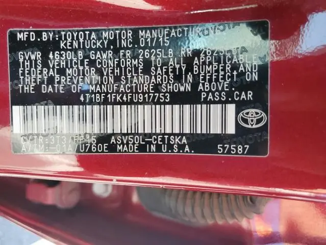 2015 TOYOTA CAMRY LE  