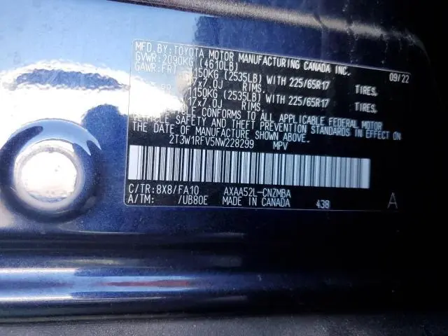 2022 TOYOTA RAV4 XLE  