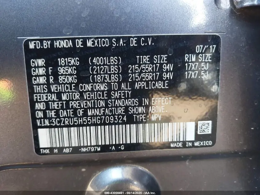 2017 HONDA HR-V EX