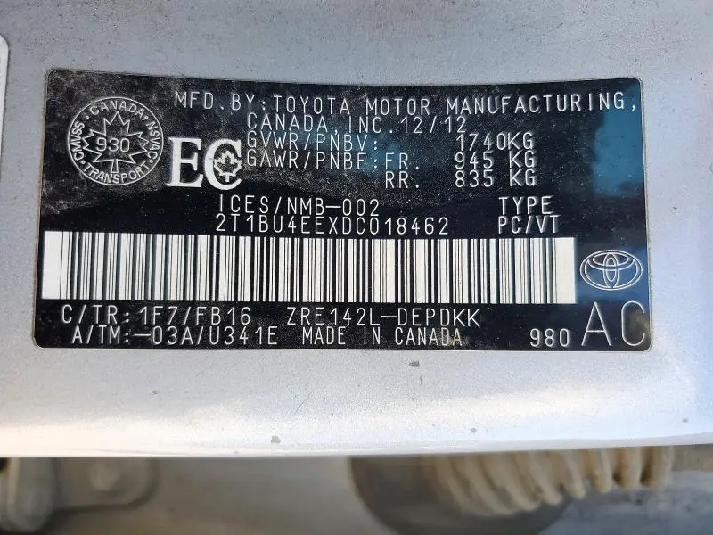 2013 TOYOTA COROLLA BASE  