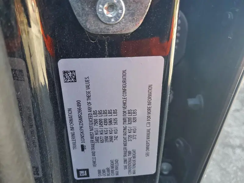 2021 CHEVROLET TAHOE K1500 Z71  