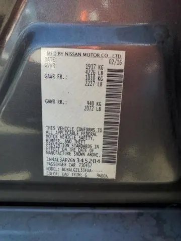 2016 NISSAN ALTIMA 2.5  