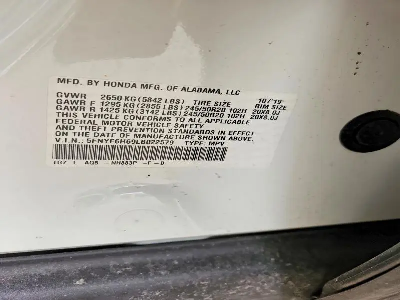 2020 HONDA PILOT TOURING  