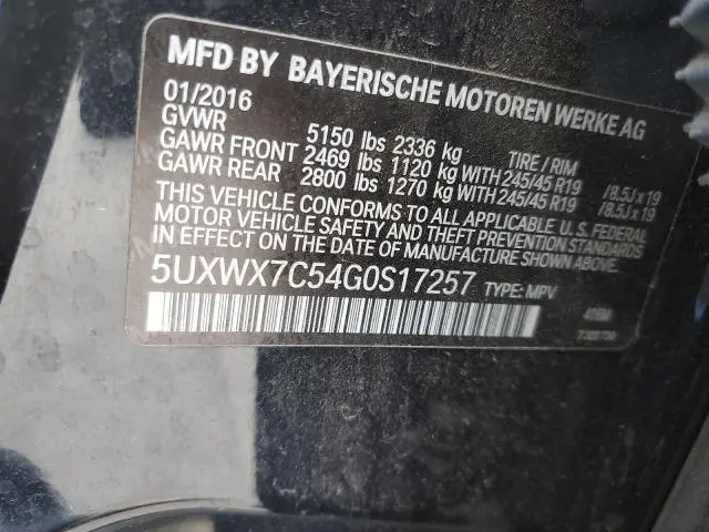 2016 BMW X3 XDRIVE35I  
