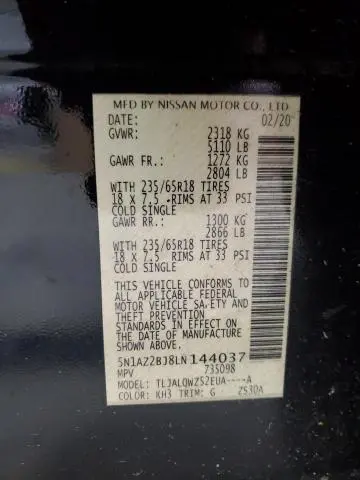 2020 NISSAN MURANO SV  