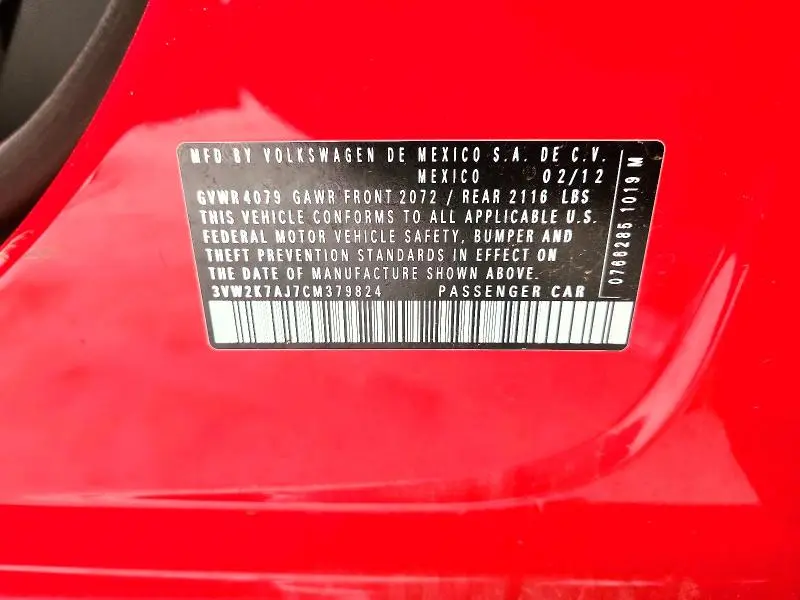 2012 VOLKSWAGEN JETTA BASE  