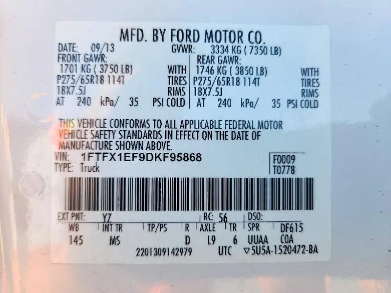 2013 FORD F150 SUPER CAB  