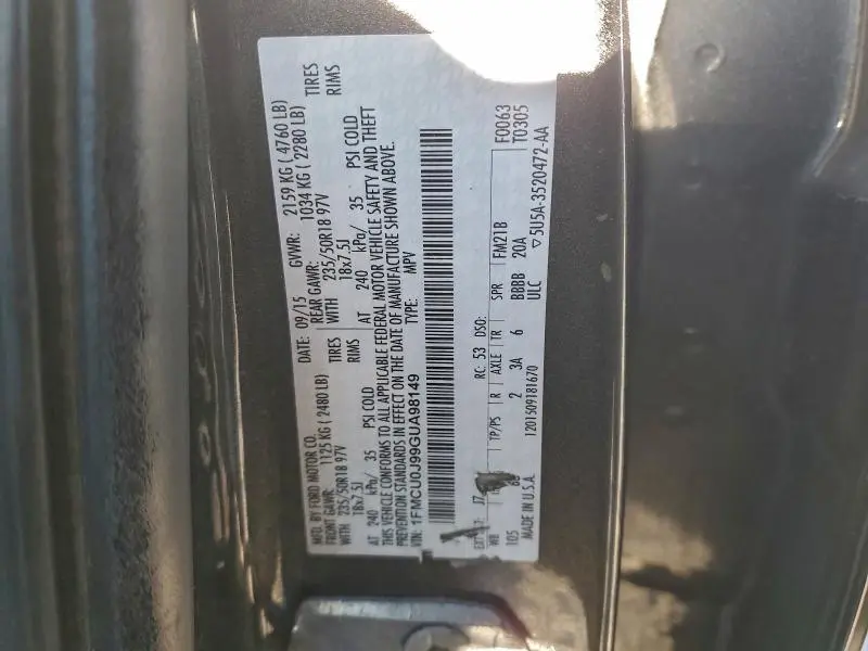 2016 FORD ESCAPE TITANIUM  