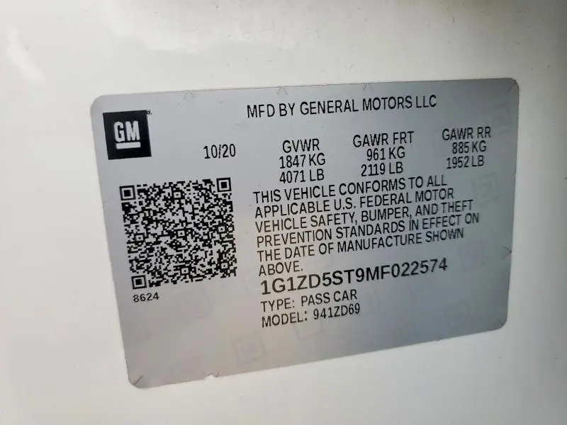 2021 CHEVROLET MALIBU   