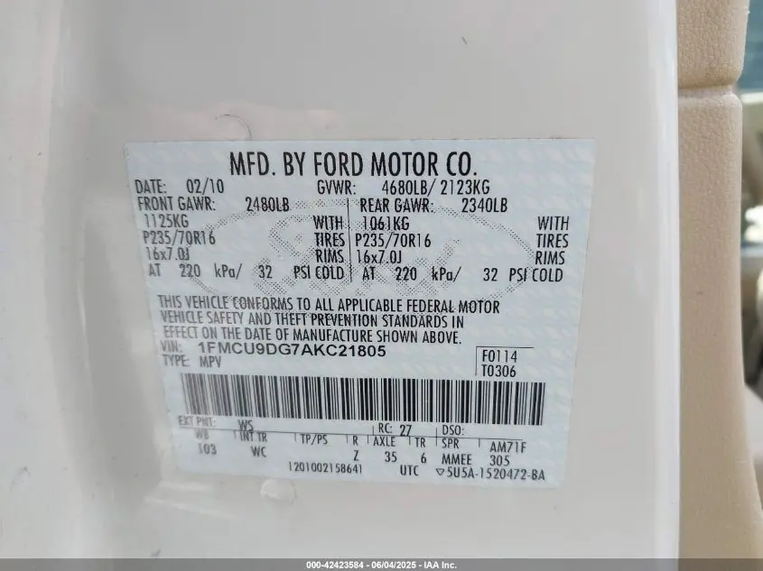 2010 FORD ESCAPE XLT