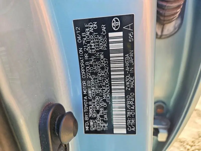 2012 TOYOTA PRIUS TWO  