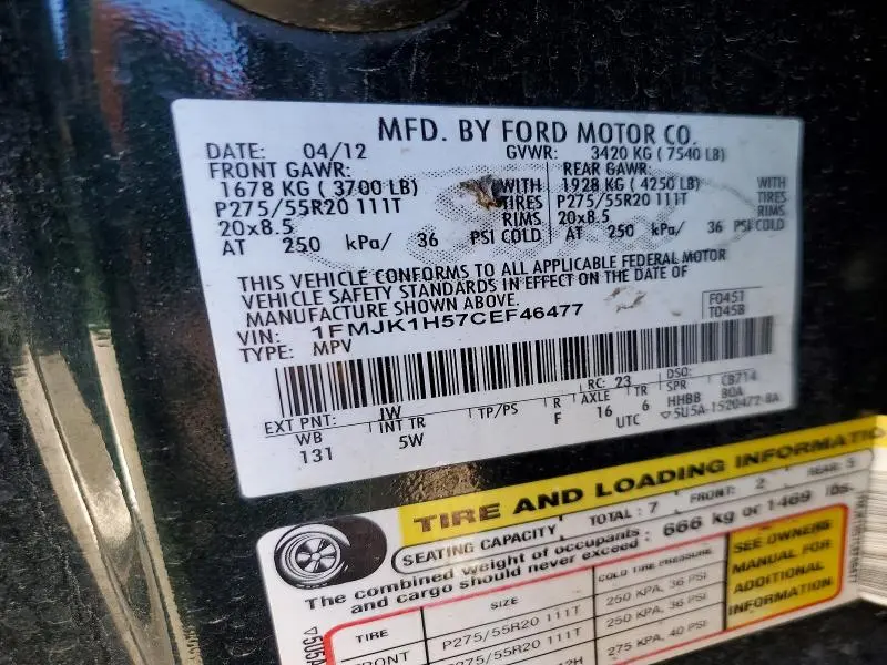 2012 FORD EXPEDITION EL XLT  