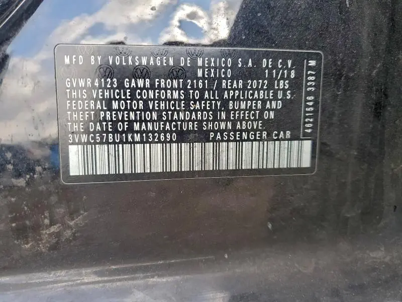 2019 VOLKSWAGEN JETTA S  