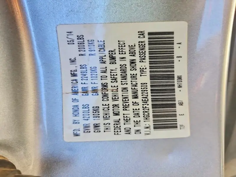 2014 HONDA ACCORD LX  