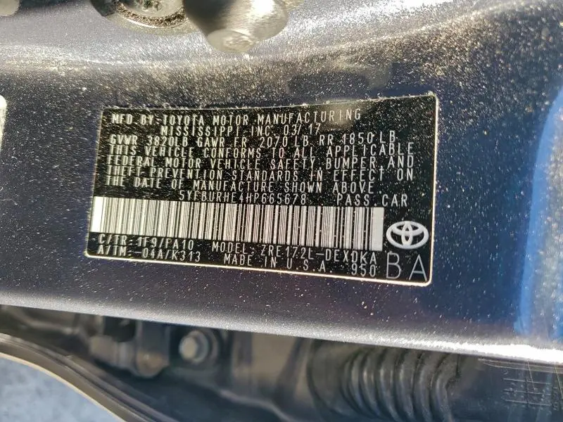 2017 TOYOTA COROLLA L  