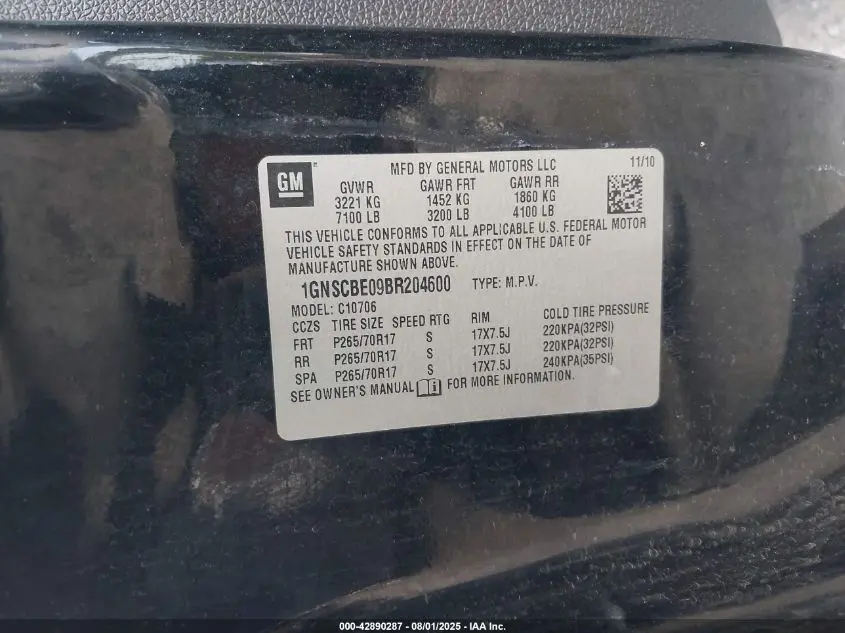 2011 CHEVROLET TAHOE LT