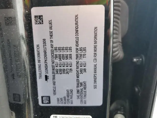 2022 CHEVROLET TAHOE K1500 Z71  