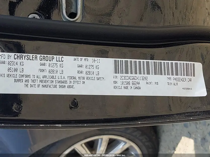 2012 CHRYSLER 300 LIMITED