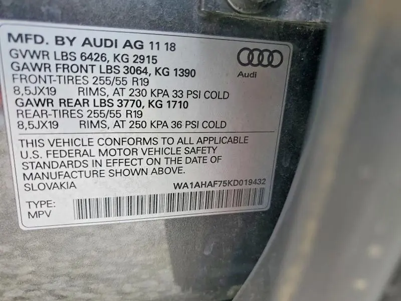 2019 AUDI Q7 PREMIUM  