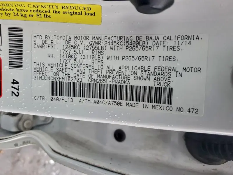 2015 TOYOTA TACOMA DOUBLE CAB PRERUNNER  