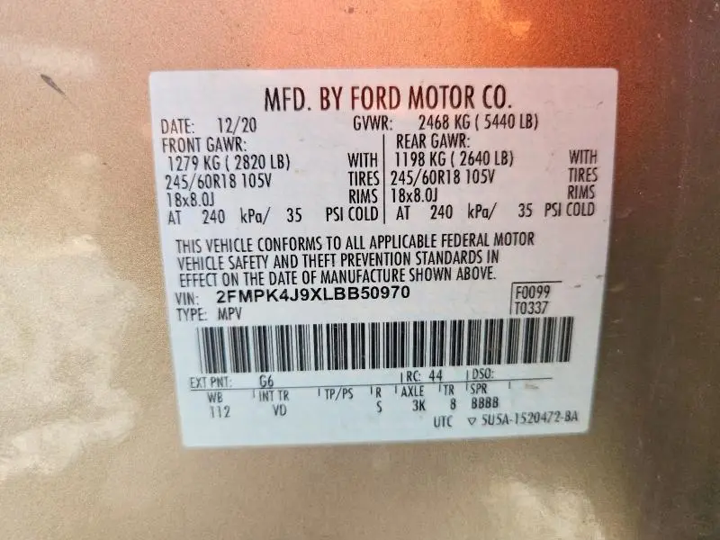 2020 FORD EDGE SEL  