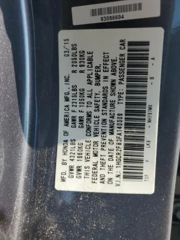 2015 HONDA ACCORD EXL  