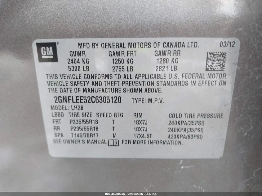 2012 CHEVROLET EQUINOX 1LT