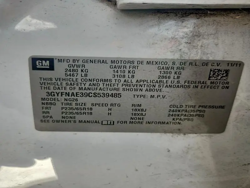 2012 CADILLAC SRX LUXURY COLLECTION  