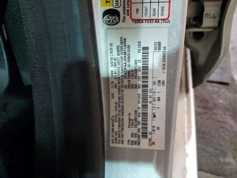 2019 FORD FIESTA S  