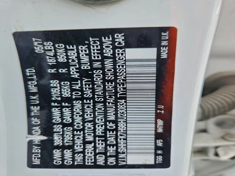 2017 HONDA CIVIC SPORT TOURING  