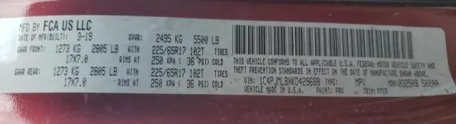 2019 JEEP CHEROKEE LATITUDE PLUS  