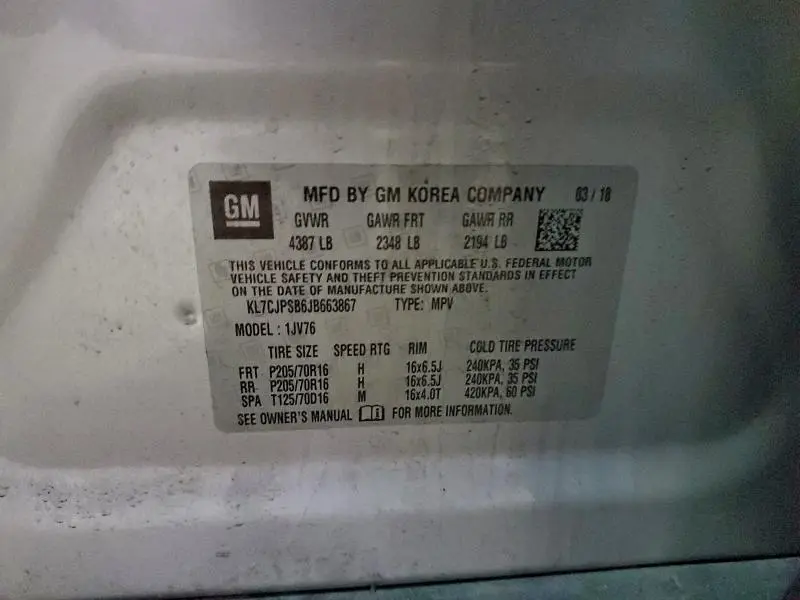 2018 CHEVROLET TRAX 1LT  