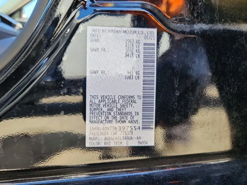 2025 NISSAN ALTIMA SV  