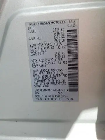 2015 NISSAN PATHFINDER S  