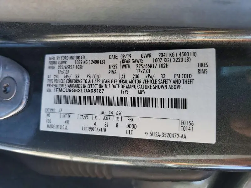 2020 FORD ESCAPE SE  