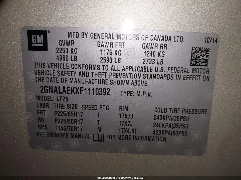 2015 CHEVROLET EQUINOX LS