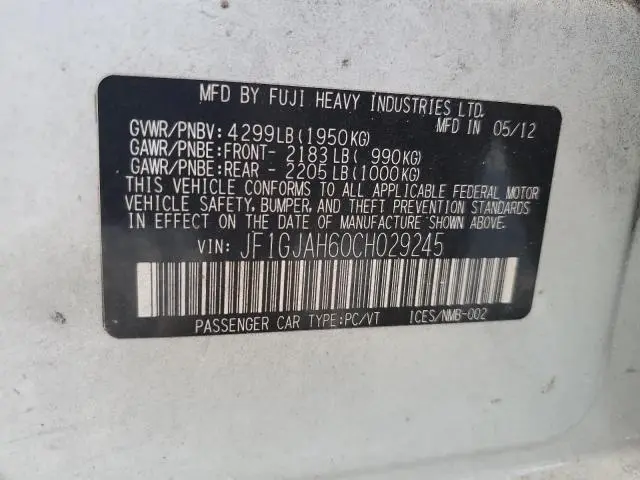 2012 SUBARU IMPREZA LIMITED  