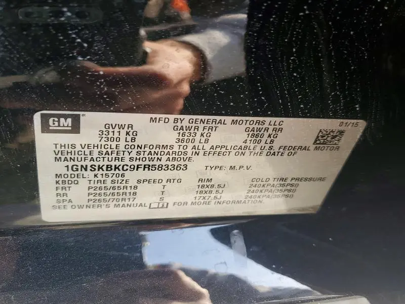 2015 CHEVROLET TAHOE K1500 LT  