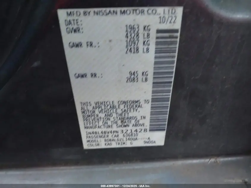 2023 NISSAN ALTIMA S FWD