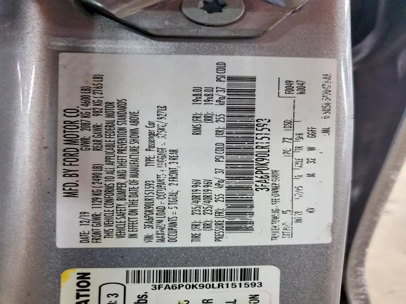 2020 FORD FUSION TITANIUM  