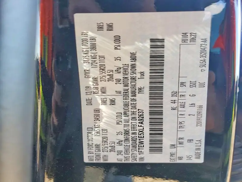 2020 FORD F150 SUPERCREW  