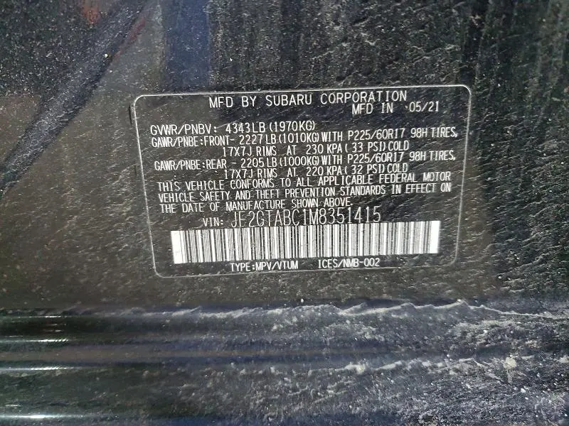 2021 SUBARU CROSSTREK   