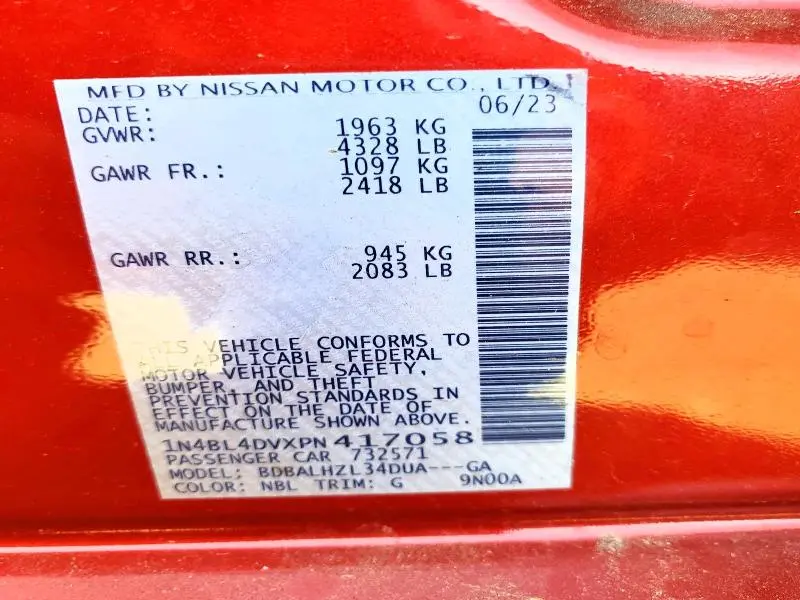 2023 NISSAN ALTIMA SV  