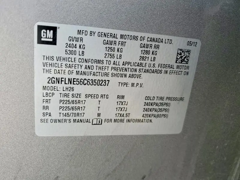 2012 CHEVROLET EQUINOX LT  